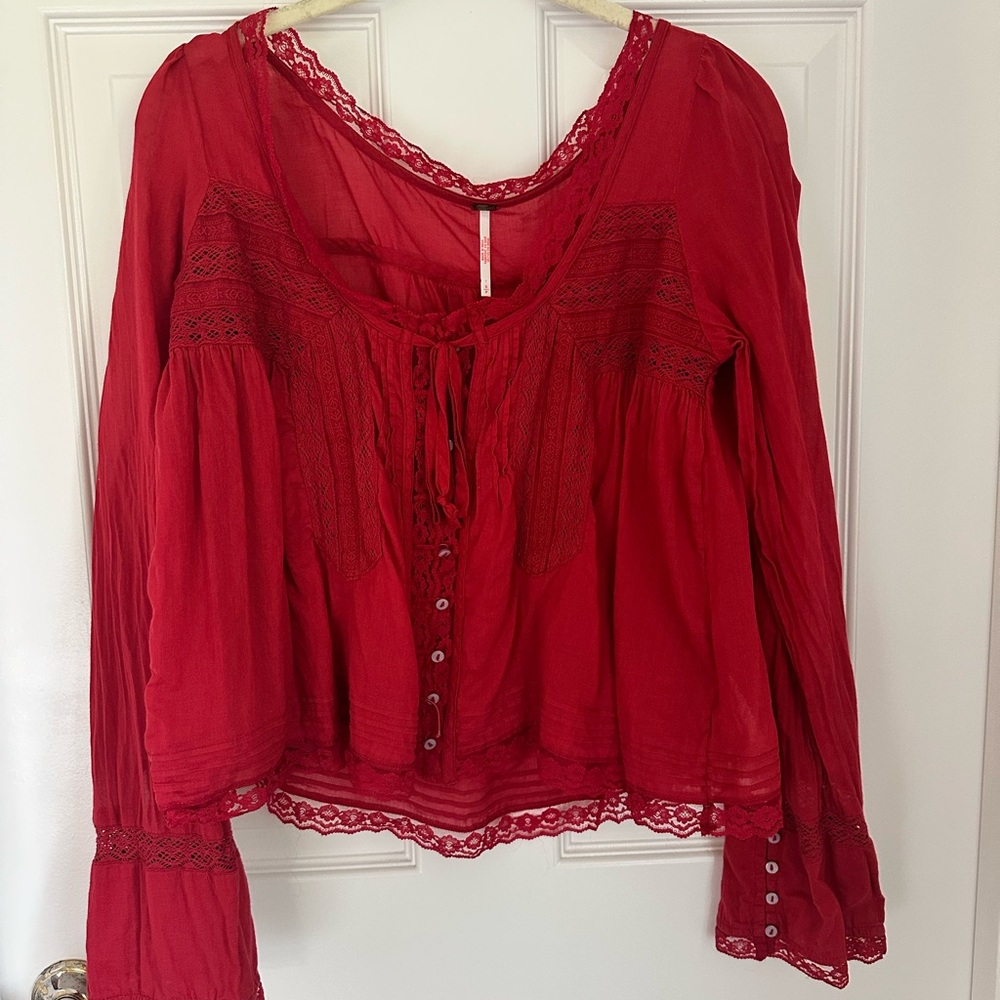 Free People Scarlet Lace Blouse